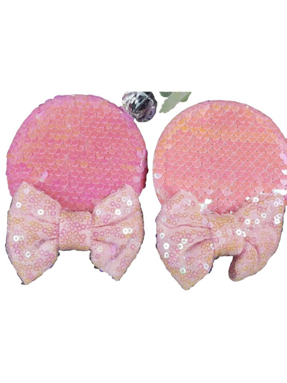Minnie Mouse Ears Barretts Hair Bow Hair Clips Accessories Pink Sequins
